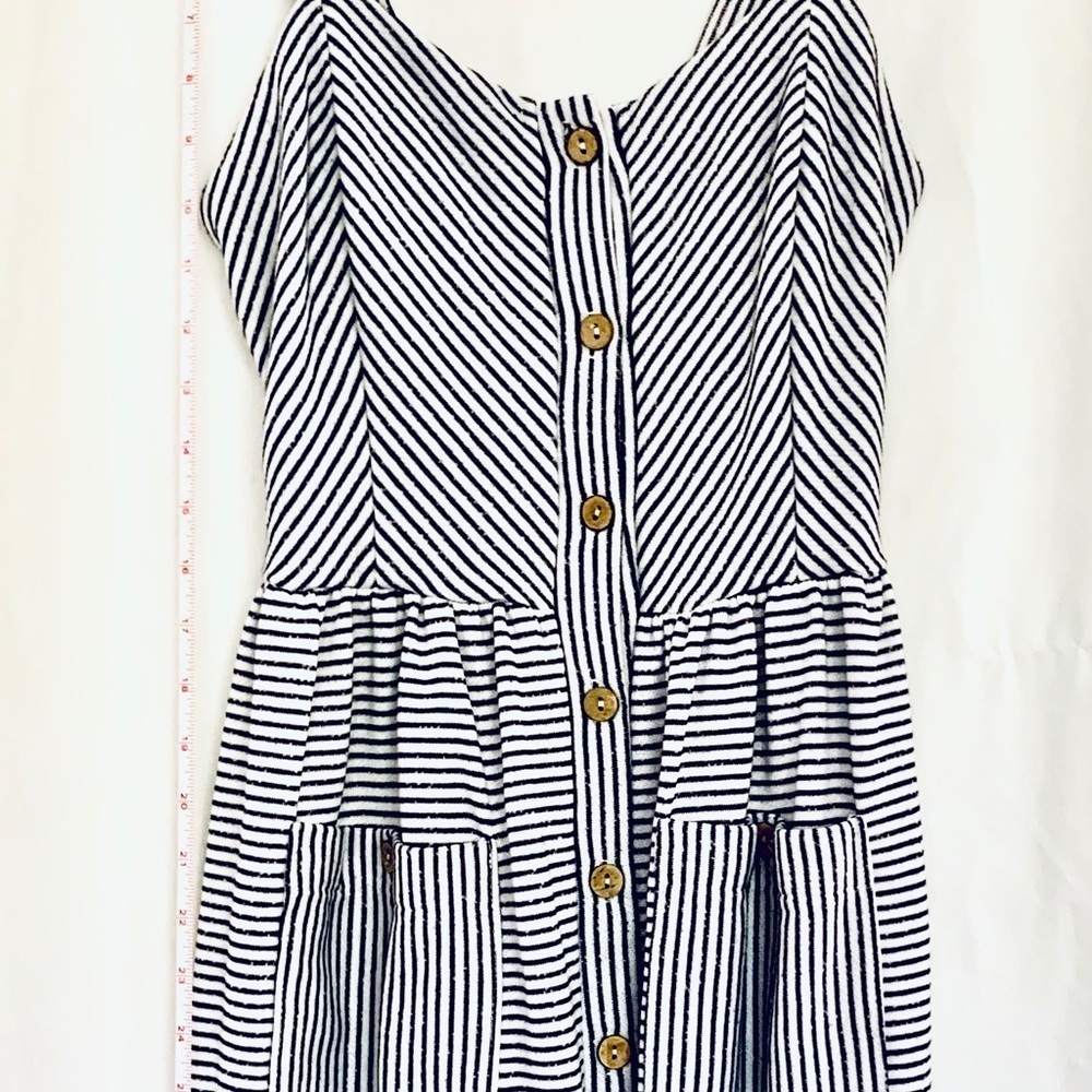 Hailey&Co Striped Black White Button Dress - Picture 6 of 10